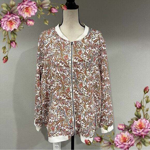 Ruff Hewn plus Size zip up paisley print light sweatshirt - Picture 1 of 14